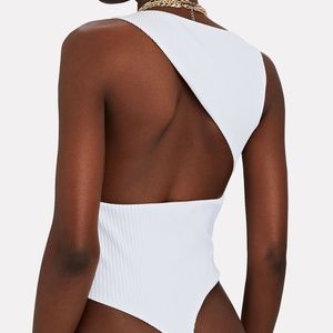 GAUGE81 Stretched Ribbed Square Neck White Bodysuit XS